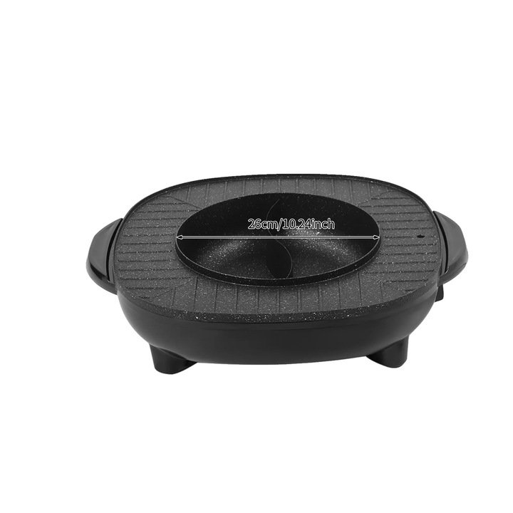 Gratar electric si oala fierbinte, negru, 3L, control temperatura independent