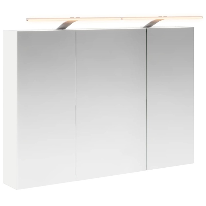 Шкаф с огледало за баня vidaXL, Бяло 100 x 14 5 x 70 см Инженерно дърво