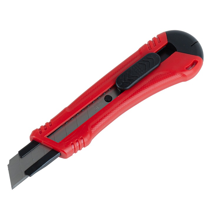 AMIO AMIO-04810 univerzális kés, SK5 acél penge 100x18x0,5 mm, ergonomikus ABS markolat, piros/fekete, 1 db