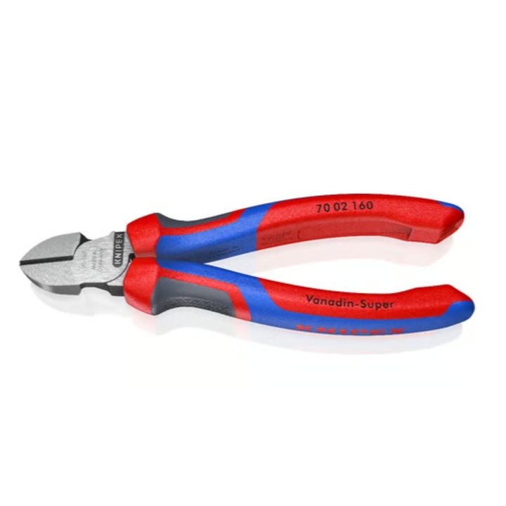 Cleste plat-rotund cu tais (patent cu cioc drept), Knipex, 25 06 160, pentru lucrari mai fine de apucare si taiere