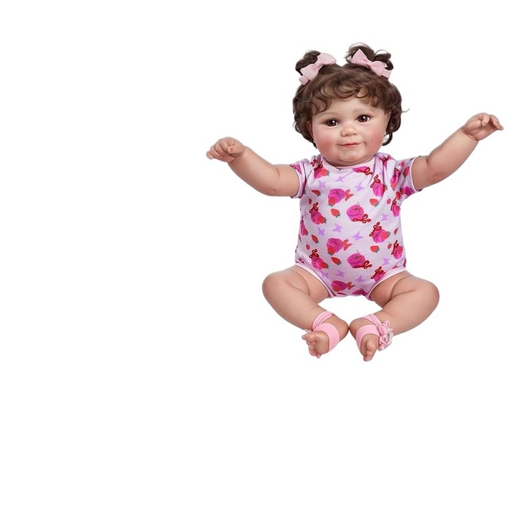 Papusa Reborn, Fomaxiy, 50cm, silicon, rosu, cu accesorii, pentru copii 3+ ani