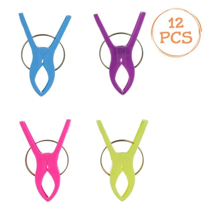 Nagy, Különböző Színű Csipeszek Napozóágyhoz 12cm - 12db