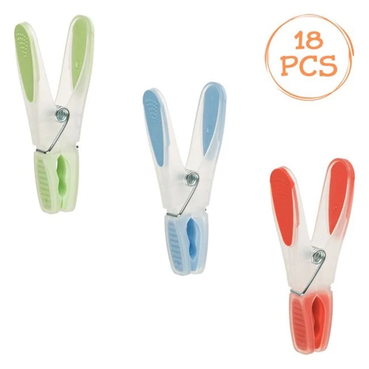 Carlige pentru rufe cu maner softgrip din plastic transparent 8.5cm