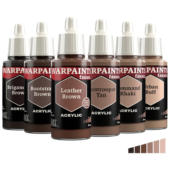 Flexible Triád festékkészlet: Barnák, Warpaints Fanatic, The Army Painter, 6 x 18ml