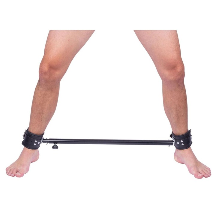 Bara bondage, piros bőr, fém, állítható 65-120 cm, valódi bőr mandzsetta, fekete színű