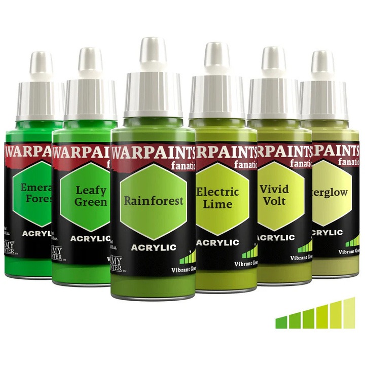 Flexible Triad festékkészlet: Vibrant Greens, Warpaints Fanatic, The Army Painter, 6 x 18ml