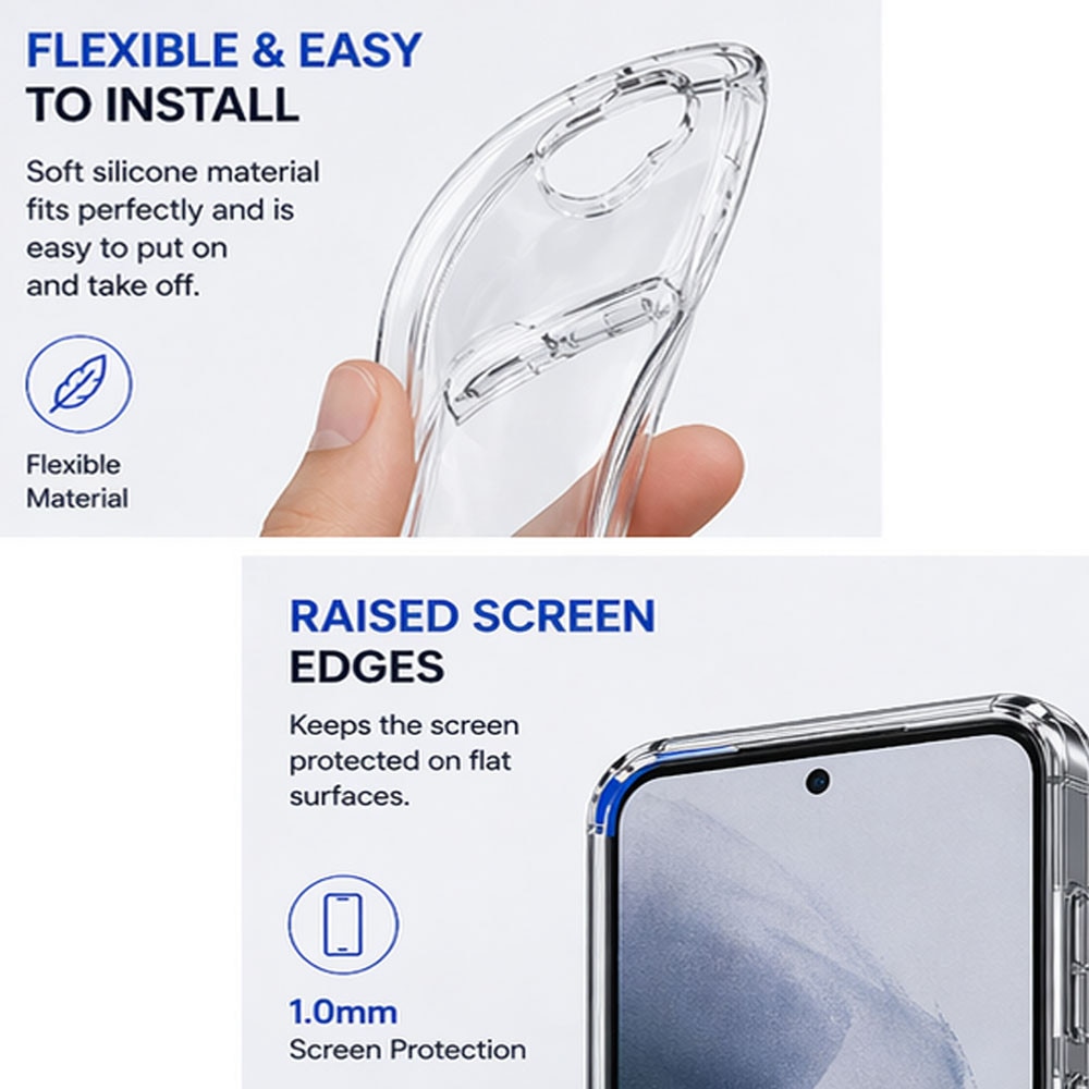 BestCase® Husa Clear Silicon Compatibila cu OPPO Reno15, Anti soc, Protectie camera, Transparent