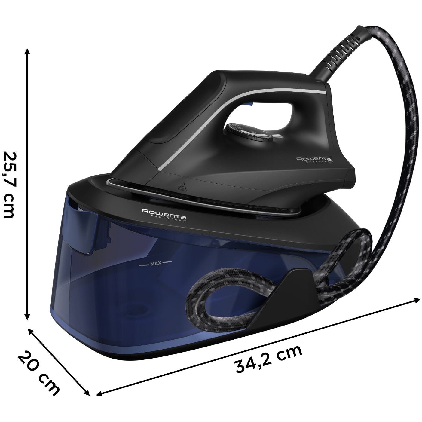 Centru de calcat Rowenta VR5121F0, statie de calcat, 2400W, presiune 5.2 bar, rezervor 1400 ml, negru/albastru, 1 buc