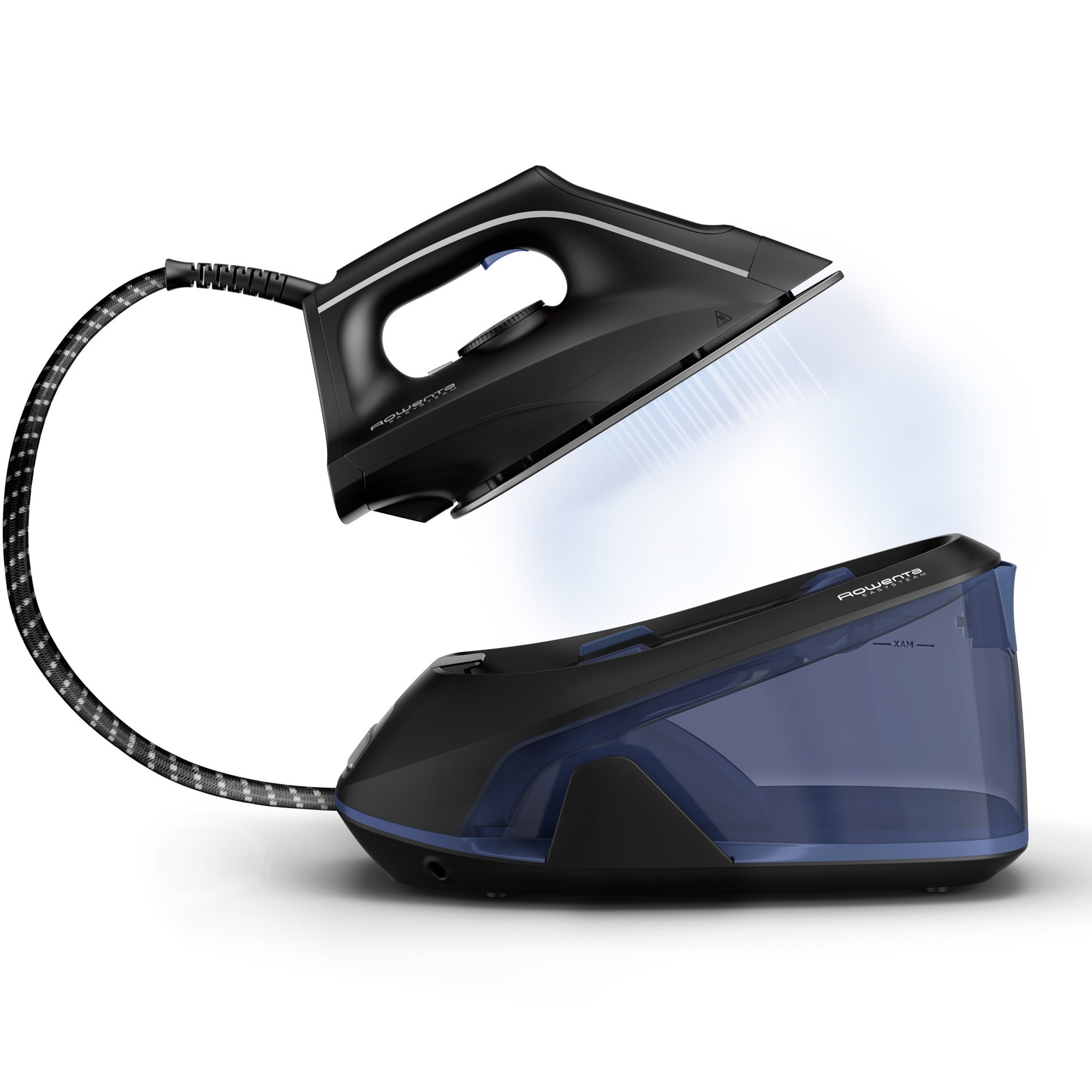Centru de calcat Rowenta VR5121F0, statie de calcat, 2400W, presiune 5.2 bar, rezervor 1400 ml, negru/albastru, 1 buc