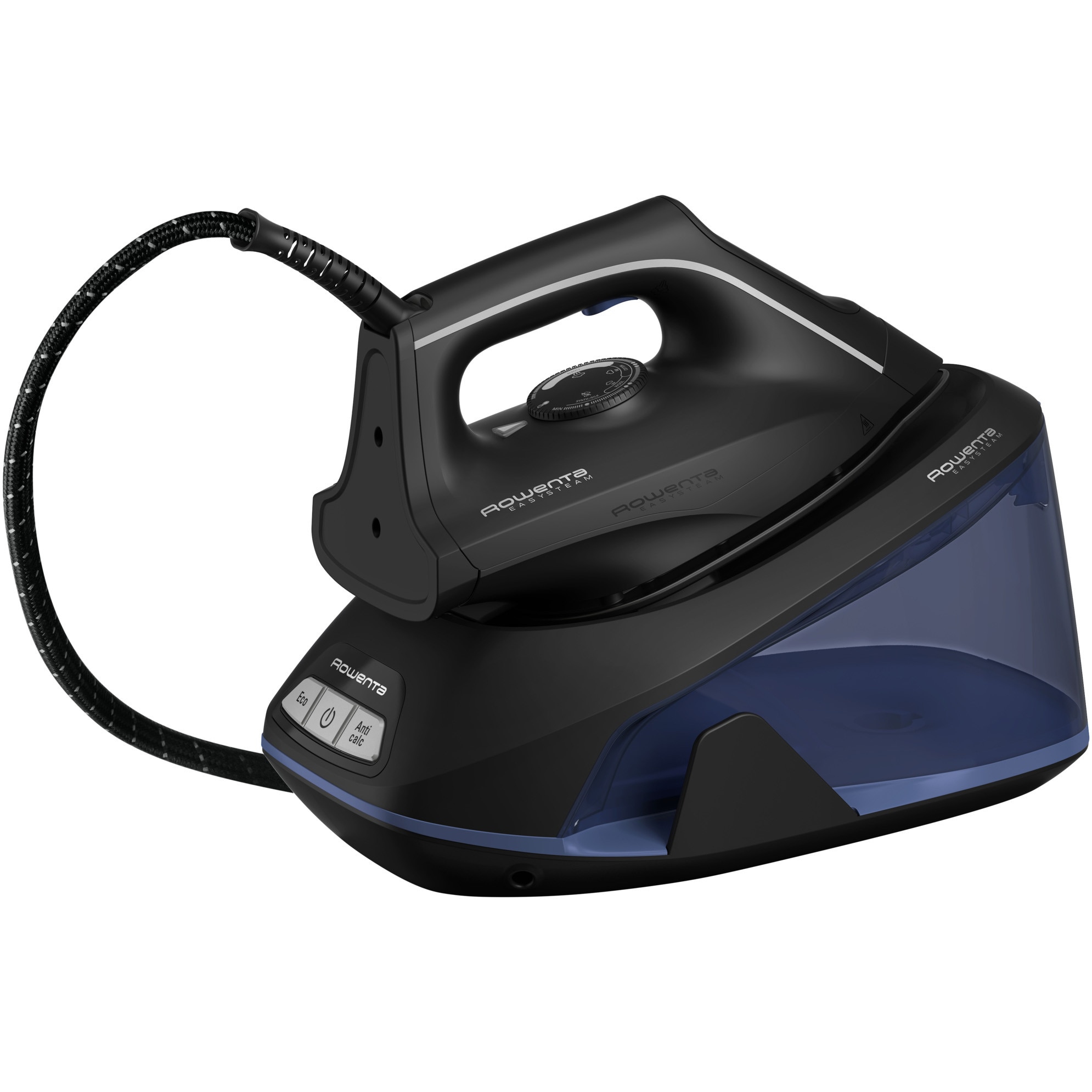 Centru de calcat Rowenta VR5121F0, statie de calcat, 2400W, presiune 5.2 bar, rezervor 1400 ml, negru/albastru, 1 buc