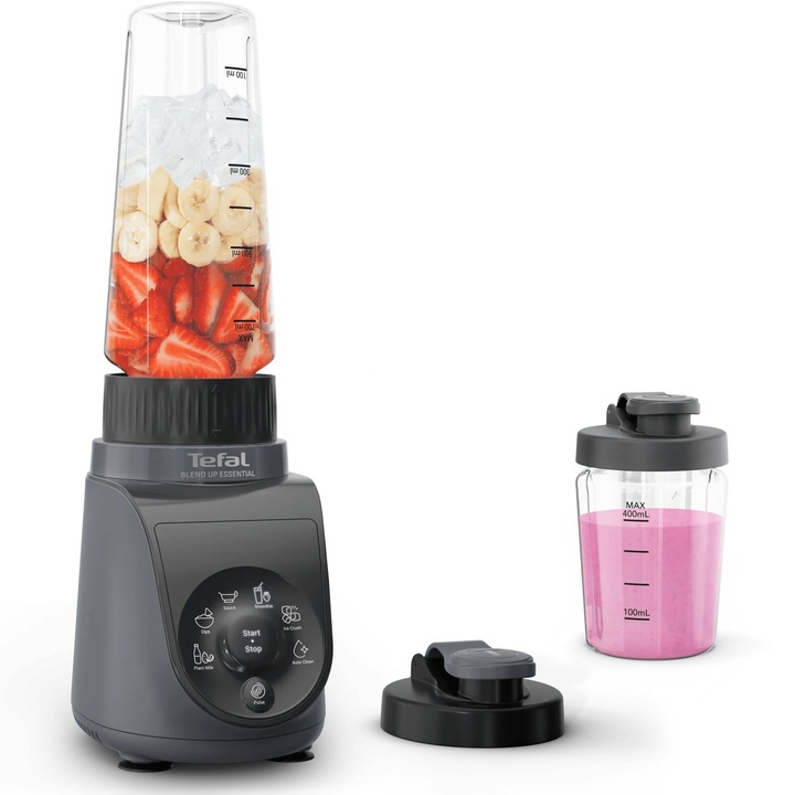 Blender Tefal Blend Up Essential BL1EHBF0, 800 W, 0.6 L, 6 programe automate, tehnologie Powelix, 4 lame inox, functie autocuratare, negru