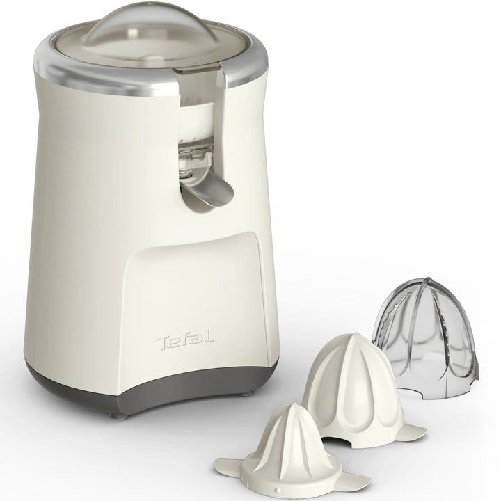 Storcator de citrice Tefal Collection ZP610AE0, 100 W, 1 viteza, capac de protectie, 3 conuri, design retro, crem