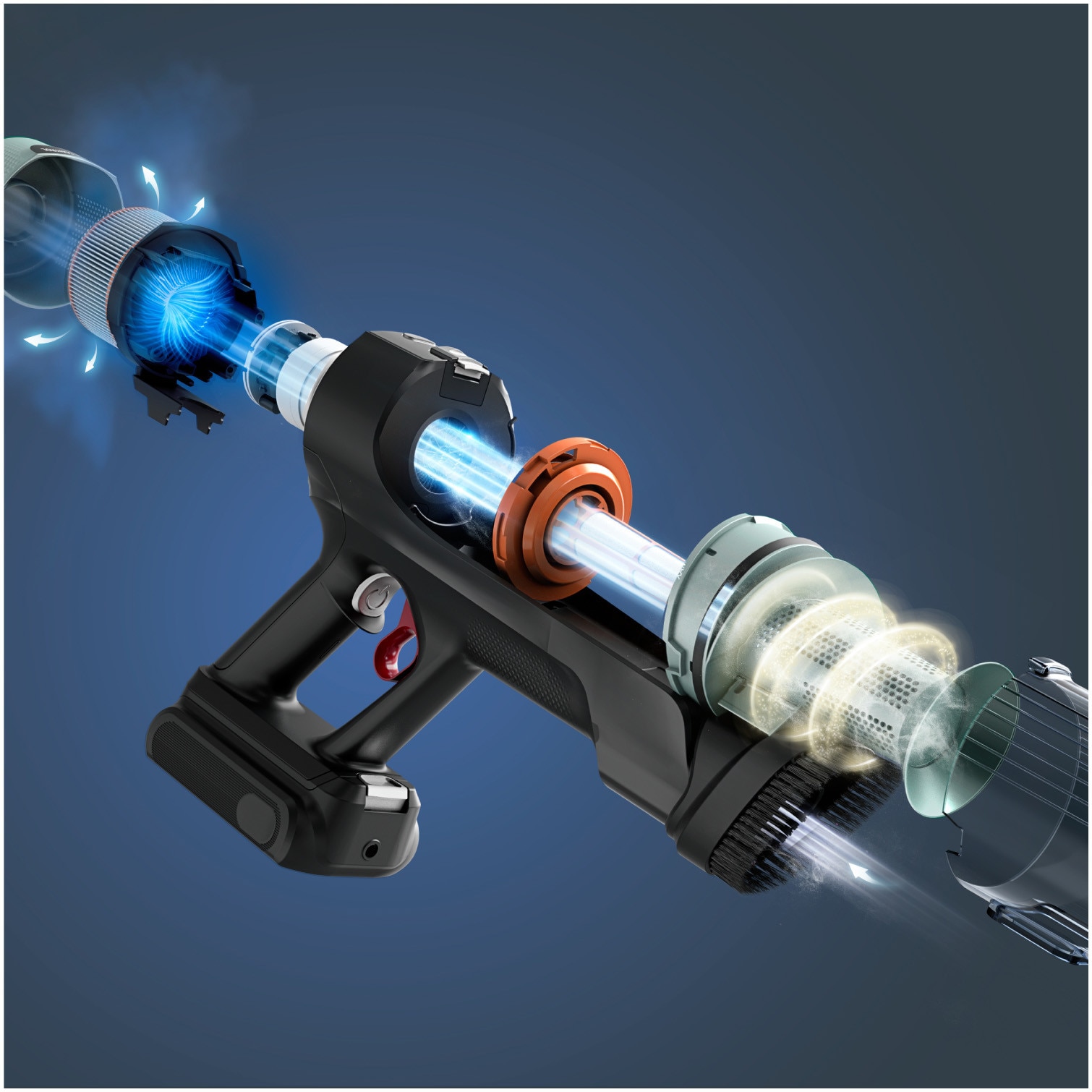 Aspirator vertical Rowenta X-Force Flex 10.80 RH7A35E0, 300 W, 18.5V, autonomie 60 minute, filtrare 99.9%, recipient 0.44 L, tub flexibil, perie cu LED, panou digital SmartControl, verde & negru