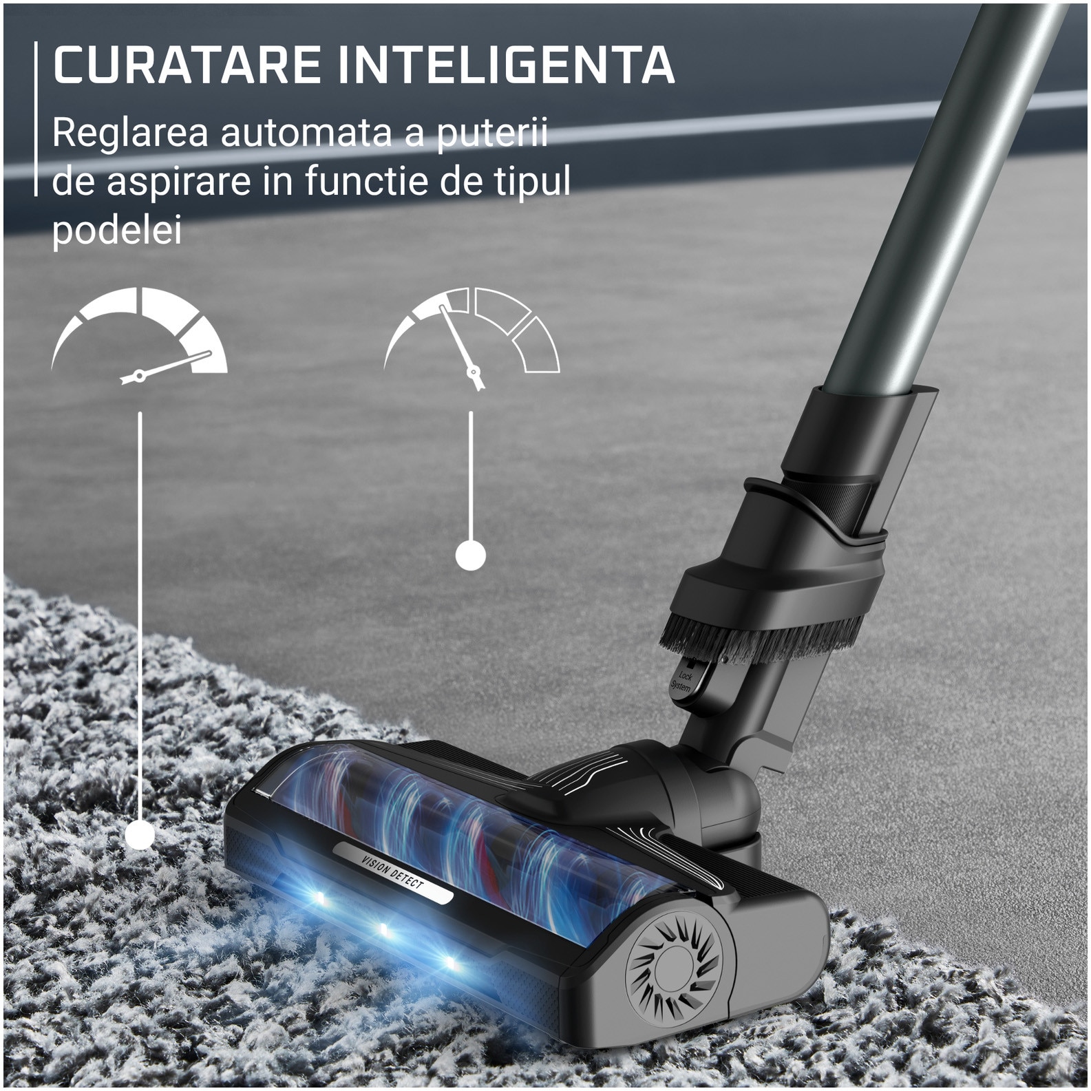 Aspirator vertical Rowenta X-Force Flex 10.80 RH7A35E0, 300 W, 18.5V, autonomie 60 minute, filtrare 99.9%, recipient 0.44 L, tub flexibil, perie cu LED, panou digital SmartControl, verde & negru