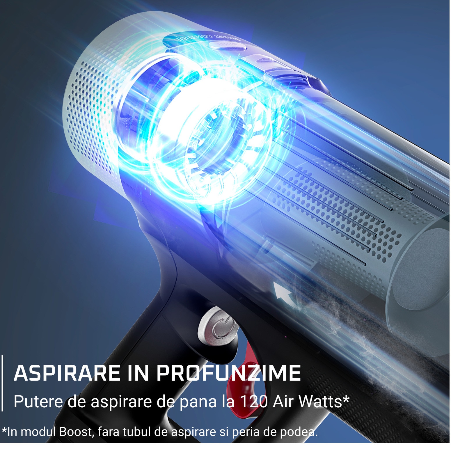 Aspirator vertical Rowenta X-Force Flex 10.80 RH7A35E0, 300 W, 18.5V, autonomie 60 minute, filtrare 99.9%, recipient 0.44 L, tub flexibil, perie cu LED, panou digital SmartControl, verde & negru