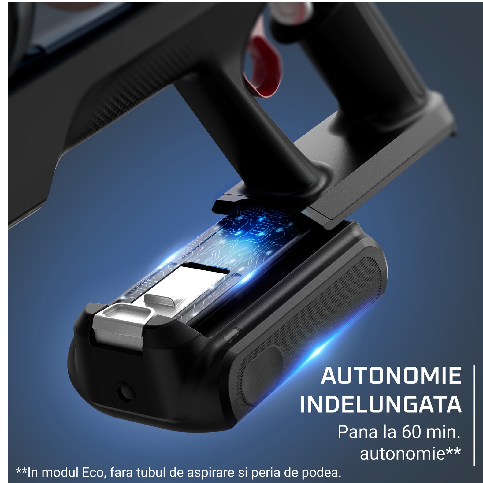 Aspirator vertical Rowenta X-Force Flex 10.80 RH7A35E0, 300 W, 18.5V, autonomie 60 minute, filtrare 99.9%, recipient 0.44 L, tub flexibil, perie cu LED, panou digital SmartControl, verde & negru