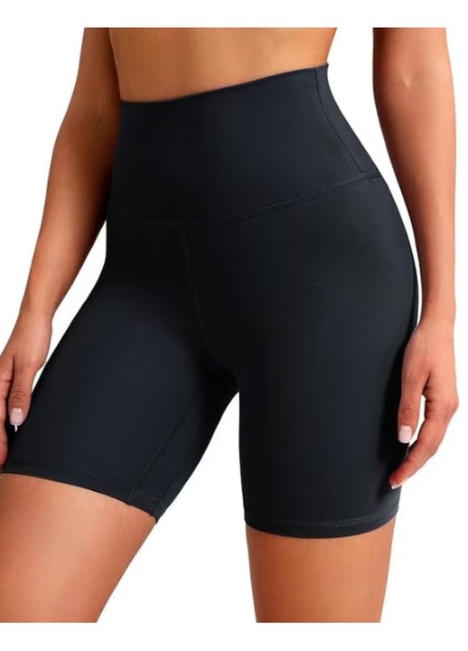 BAYDI női rövid sport leggings, magas derék, rugalmas, enyhe kompresszió, fitneszhez, jógához, edzőterembe, 15-ös hossz, fekete, Fekete