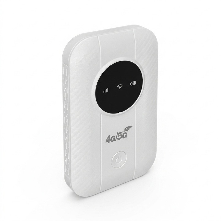 Router 4G LTE, hotspot WiFi portabil, 300Mbps, suport 10 dispozitive, alb