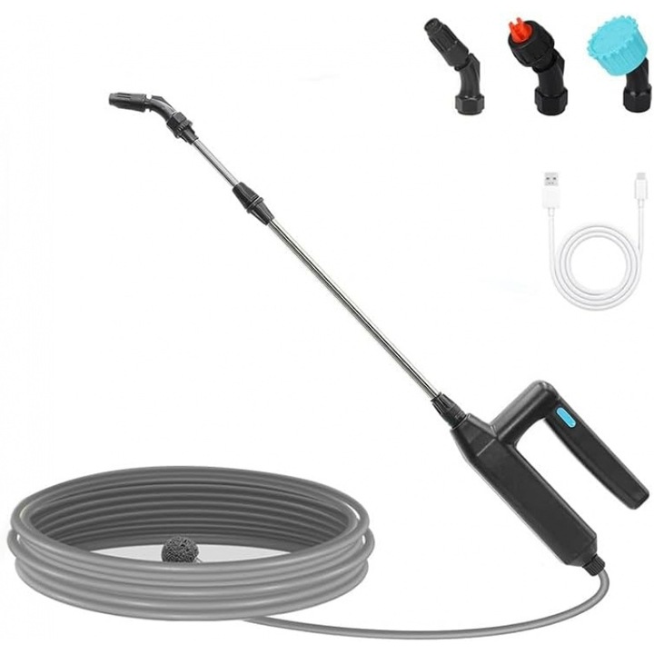 Pulverizator electric de gradina cu duza reglabila, pistol de pulverizare reincarcabil cu furtun de 8m, cu pompa, stropitoare pentru plante