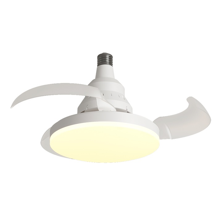 UWOT 2 az 1-ben mennyezeti ventilátor LED világítással, 41 cm, PP+PS, átlátszó lapátok, 3 fényszín, távirányítóval/alkalmazással vezérelhető, 12 W, Fehér