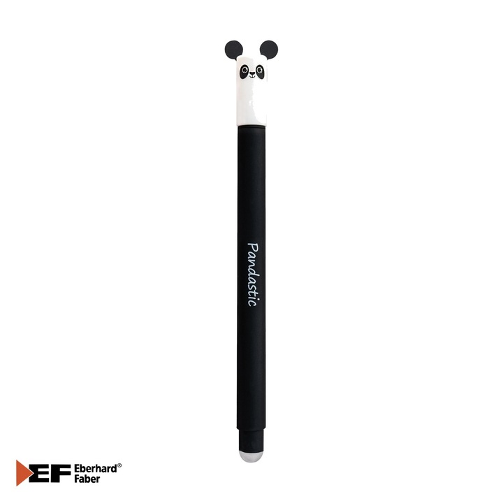 Roller gel erasable Eberhard Faber Animal Erase It motiv panda, cerneala termosensibila albastra 0.7 mm, pentru scoala si birou