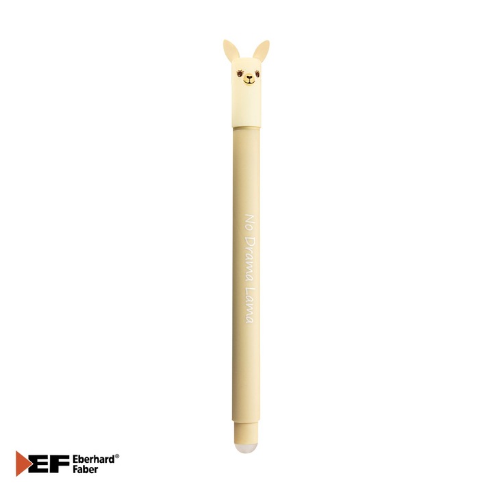 Roller cu gel stergibil Eberhard Faber Animal Erase It, motiv lama, cerneala albastra 0.7 mm, pentru scoala si birou