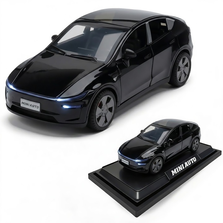 Метална кола TESLA със светлини и звуци, черна, 6+