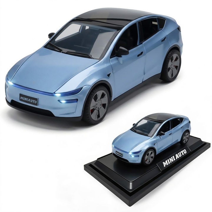 Метална кола TESLA със светлини и звуци, 6+, синя