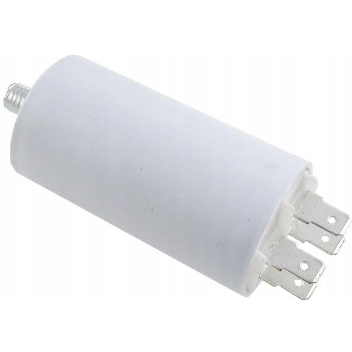 Motorindító kondenzátor, 120uF 450VAC, 65x133mm, csatlakozókkal, szett