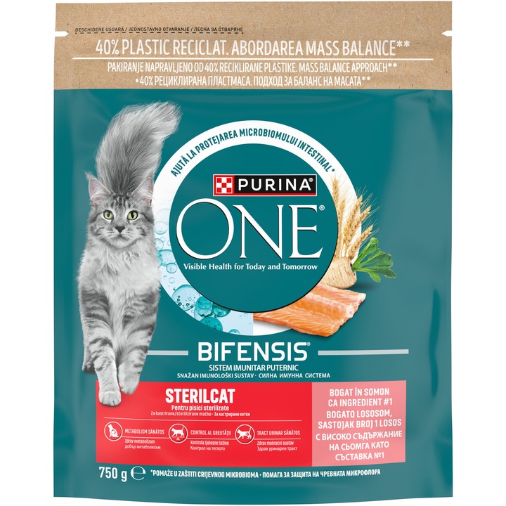 PURINA ONE® STERILCAT, cu Somon si Grau, hrana uscata pentru pisici, 750g