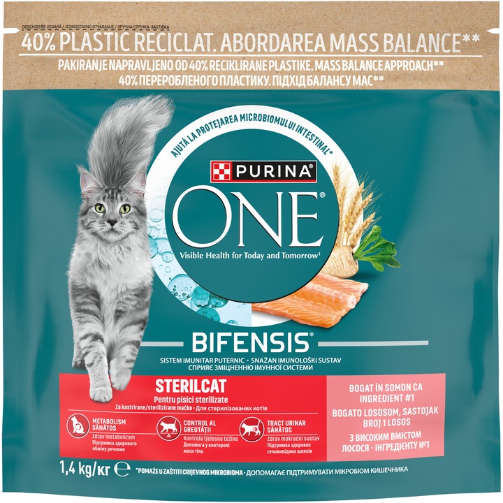 PURINA ONE® STERILCAT, cu Somon si Grau, hrana uscata pentru pisici, 1.4 kg