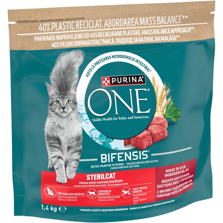 PURINA ONE® STERILCAT, cu Vita si Grau, hrana uscata pentru pisici, 1.4kg