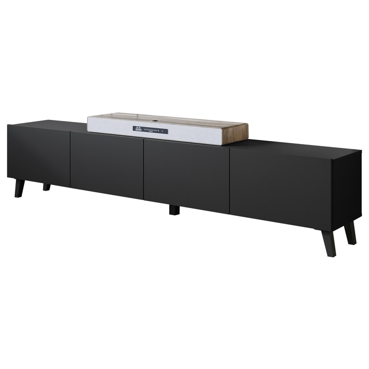 Comoda TV living Fezrit 190, MIRJAN 24, grafit negru, 32x190x40 cm