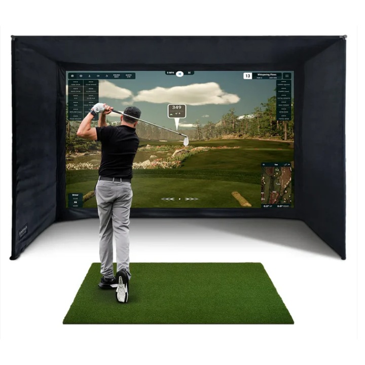 Simulator golf SIMSpace 4.1x2.6x1.6 m, set cu ecran 3.8x2.3 m și panouri laterale 2.5 m