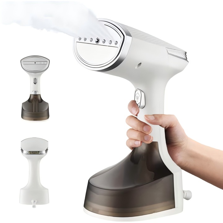 Fier de Calcat Portabil, Wulnar, Putere 1600W, Rezervor de Apa de 350 ml, Auto Oprire, Incalzire 25 Secunde, Abur Variabil 25 g/min, Perie Pentru Tesaturi Groase, Alb