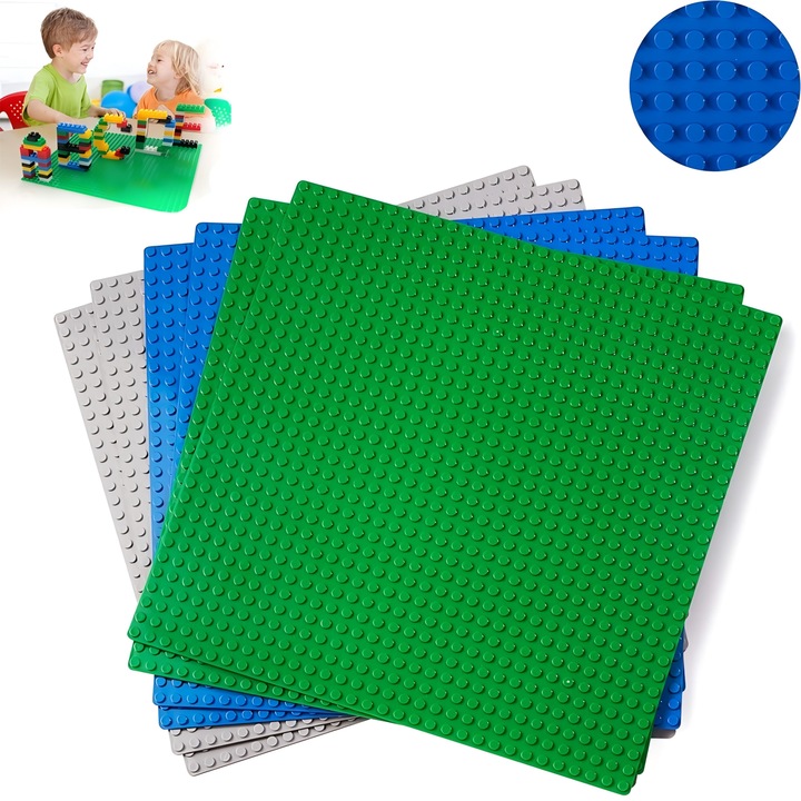 6Set Placa de Baza Constructie, Wulnar, Compatibile cu Lego, 25.5x25.5cm, Plastic, Multicolor