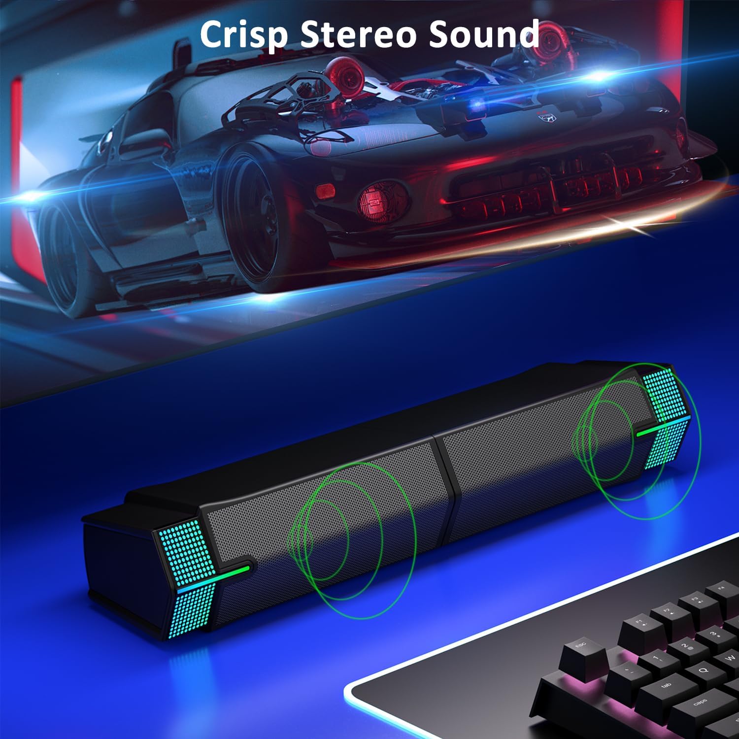 Fundal Soundbar Walalla, boxa desktop wireless RGB modulara/detasabila ...