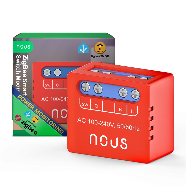 Releu SMART NOUS B5Z Zigbee, 1 canal, monitorizare consum, control aplicatie, compatibil Alexa/Google Assistan, protectie suprasarcina