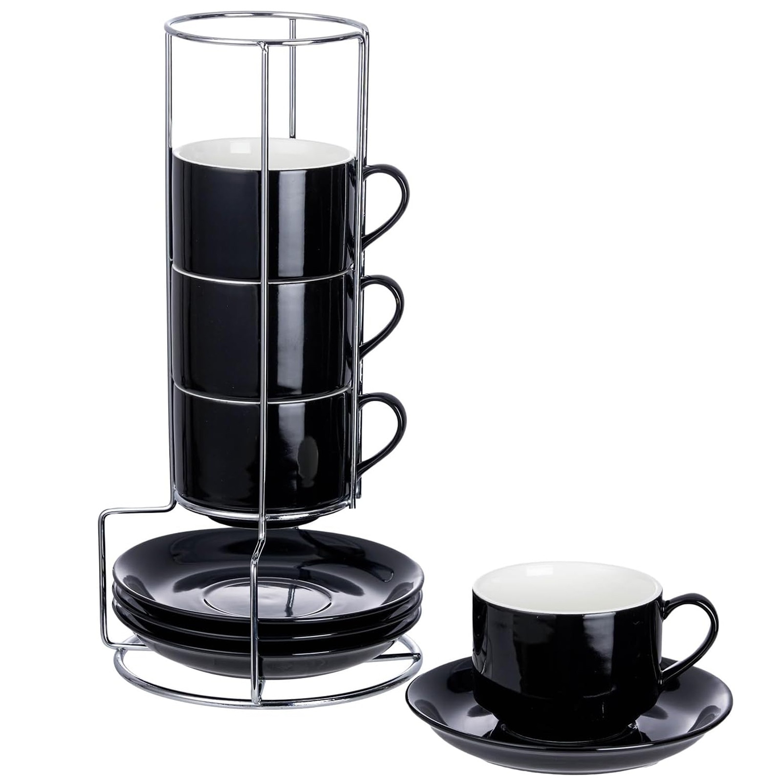 Set 3 cesti de cafea cu 3 farfurioare in 3 nuante de maro cu text