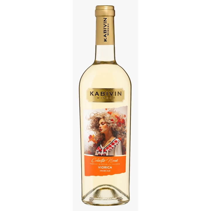 Vin alb KabiVin Viorica, 0.75l, galben, arome de salcam, caise, busuioc, citrice, vanilie