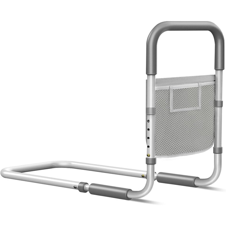 Bara de sprijin pat Fosdaling, reglabila pe inaltime, suport pana la 160 kg, 81 x 56 cm, Otel carbon, culoare Gri