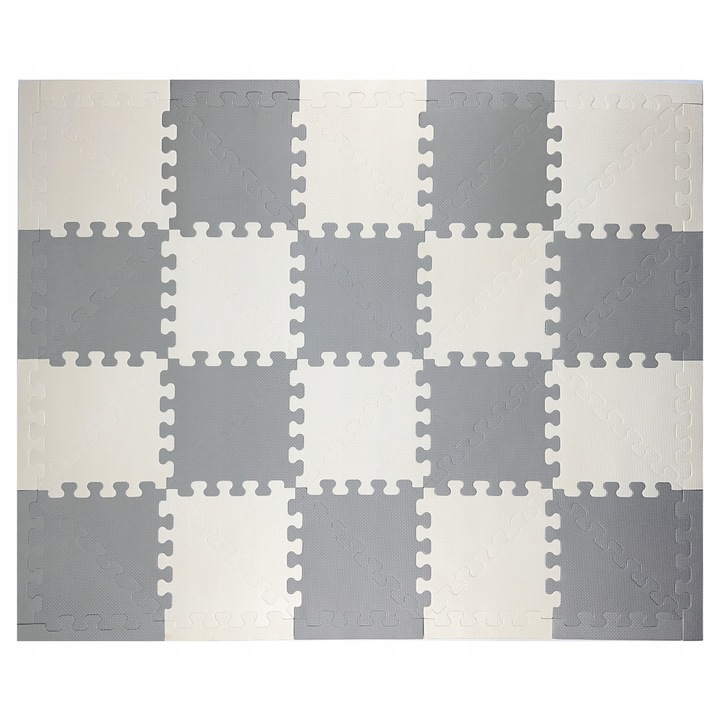 IKido Triangle habszivacs játszószőnyeg, 40 darabos szett, szürke és ekrü, 154,5x125,5cm, 1,2cm vastagság