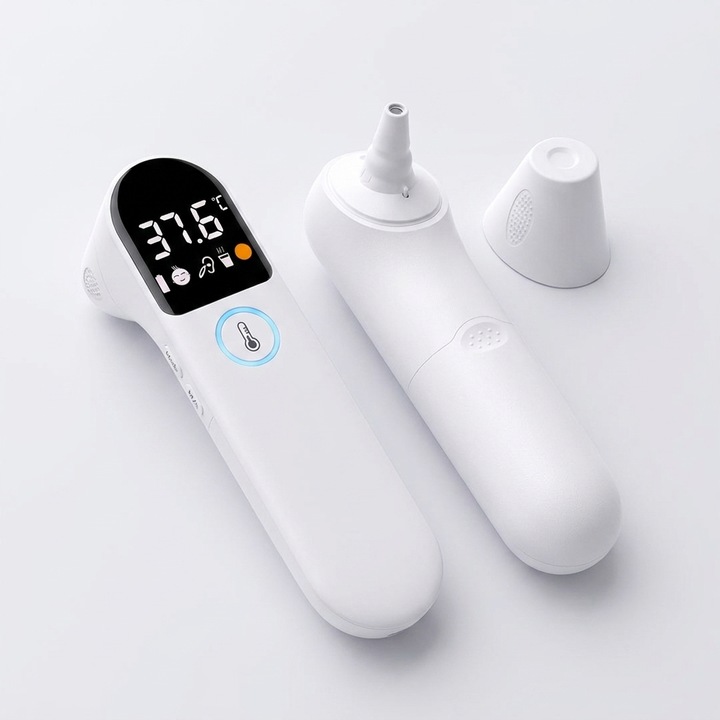 Gomunly digitális hőmérő, érintésmentes, homlok és fül mérés, LED kijelző, tok mellékelve, 2 db AAA elem