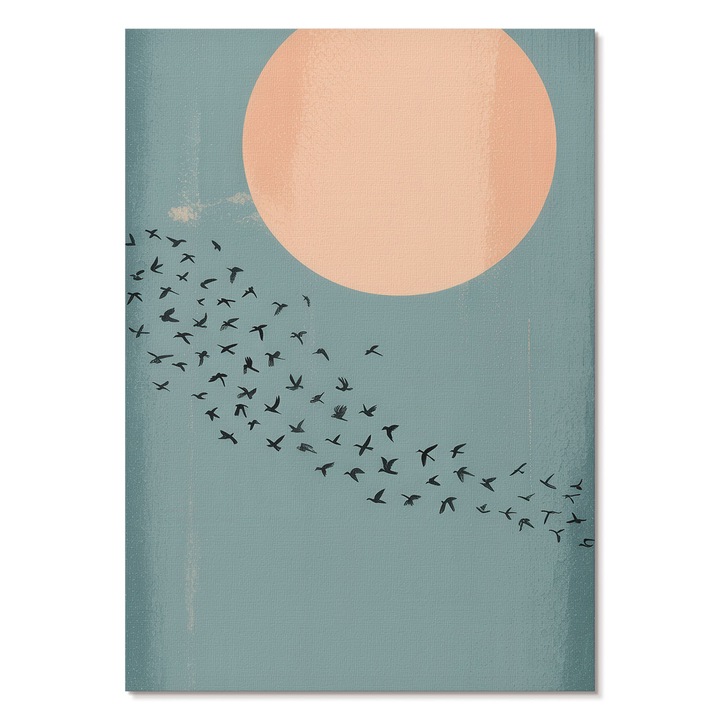 Poster A4 Pentru Perete, Tulup, Pasari Pe Cer, Albastru, 21 x 29.7 cm, Print Pe Panza, Decorativ, 010030020070000293810