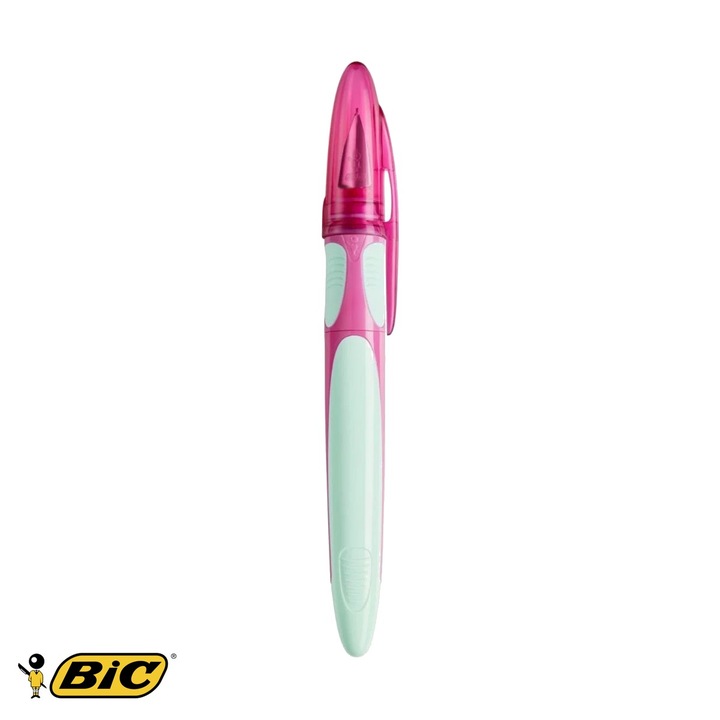 Stilou Bic Easy Click Standard, varf mediu, maner triunghiular ergonomic, set 20 bucati