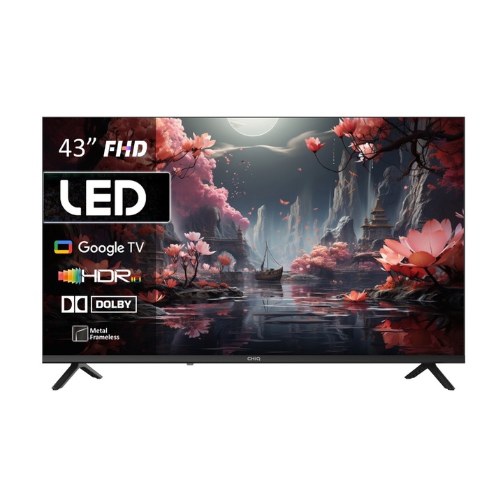 Televizor Smart DLED CHiQ LKD43M10GP, HDR10, Dolby Vision, Dolby Audio, Full HD 1920 x 1080, 109 cm, Clasa E, Negru