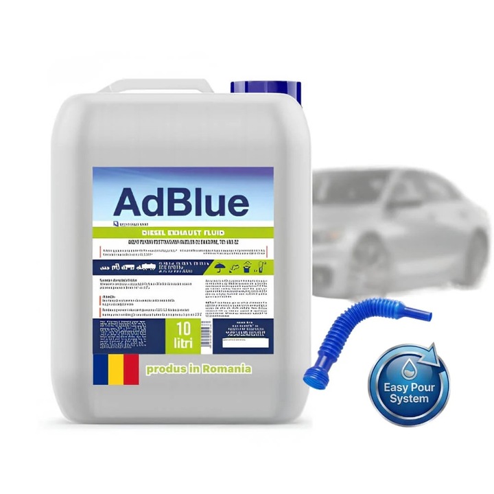 Solutie AdBlue® 10 Litri cu Palnie de Turnare, pentru Motoare Diesel Euro 4/5/6, Fabricat in Romania