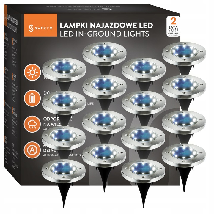 16x Syncra LED Szolár Lámpa Szett Kertbe, Korong alakú, Erős, Többszínű