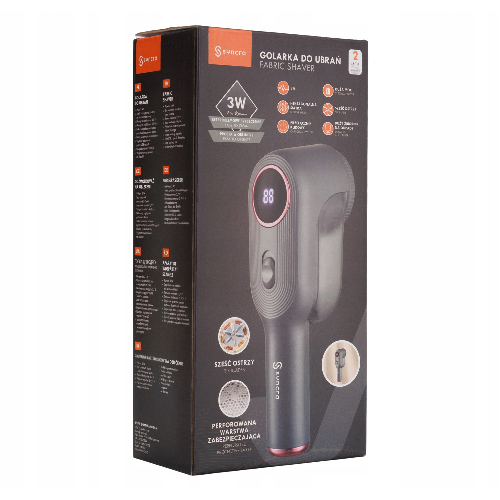 Golarka do ubran Syncra FiberPro, argintie/gri, alimentare acumulator, accesorii incluse