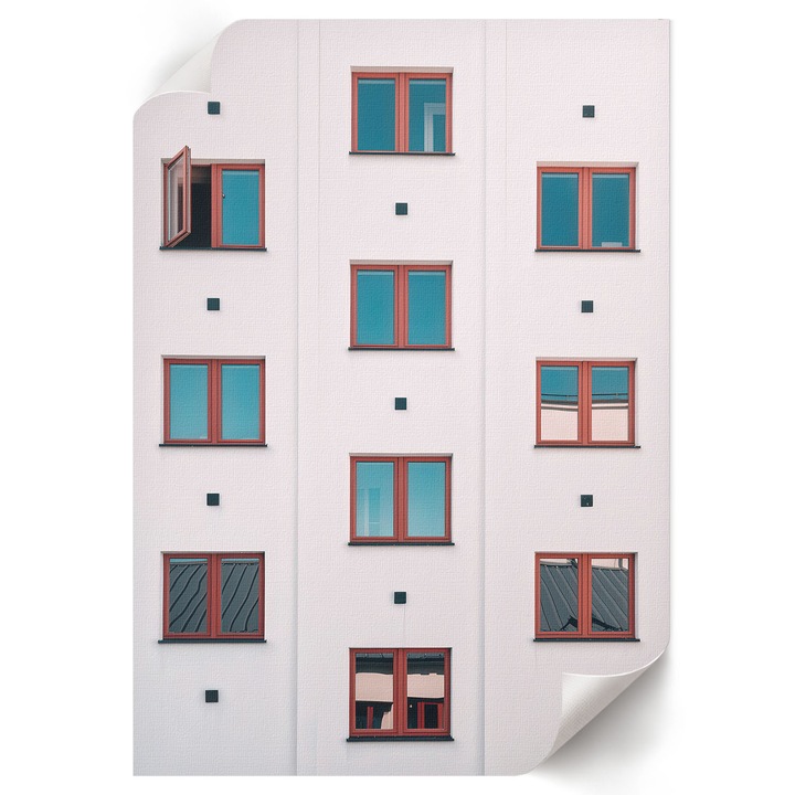 Dekoratív Poszter A1, Wallfluent, Ablakrács, Fehér, 59.4 x 84 cm, Hálószoba és Nappali, Vászonkép, 010030020310000293272